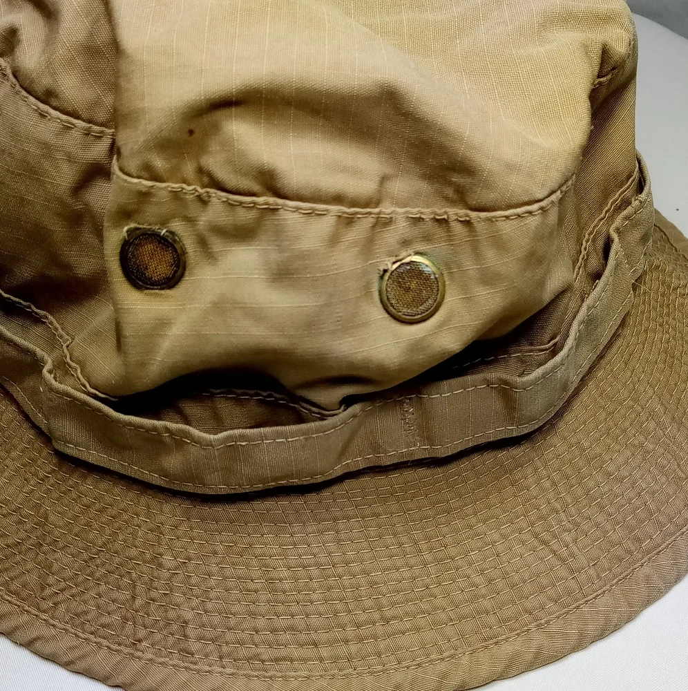 Tan Hot Weather Hunting Fishing Boonie Jungle Sun Hat Sz 7.5 - Picture 4 of 12